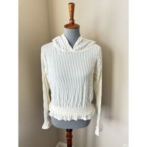 KORI America Size Medium Ivory Poet Sleeve Smocked Waist Hoodie - NWT